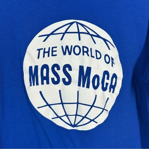 MASS MoCA Blue White Long Sleeve T-Shirt Top Women’s Size Medium - Picture 3 of 8